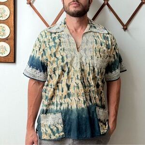 Handmade Tie-Dye Embroidered Bohemian Shirt